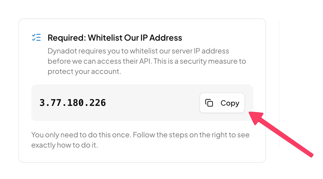 Copy Domain Pilot's IP address